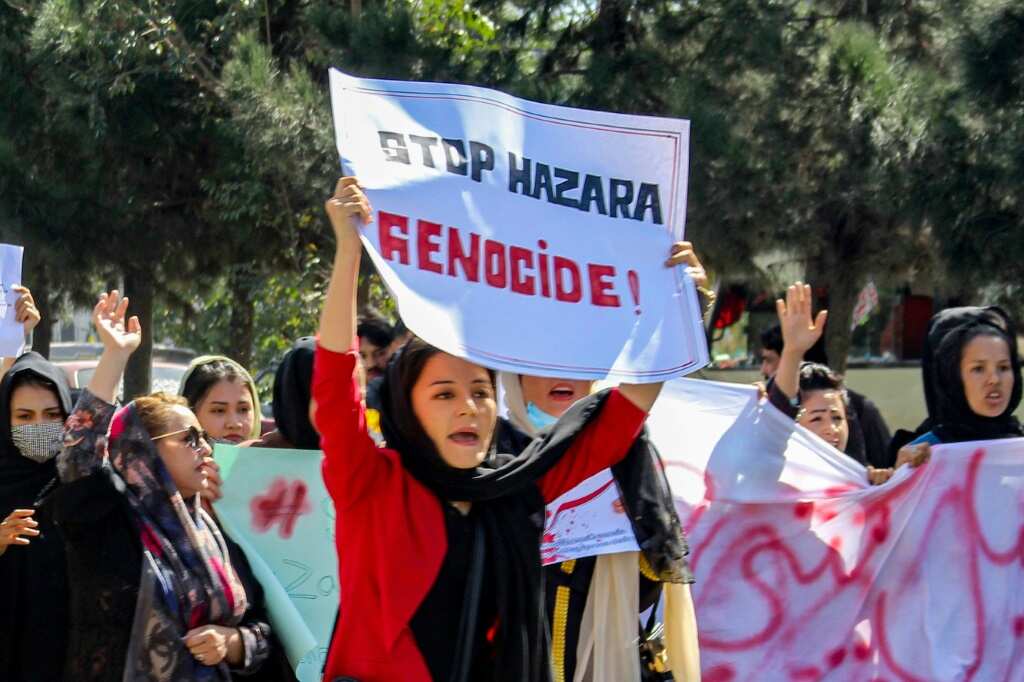 Afghan women protest Hazara 'genocide' after Kabul bombing