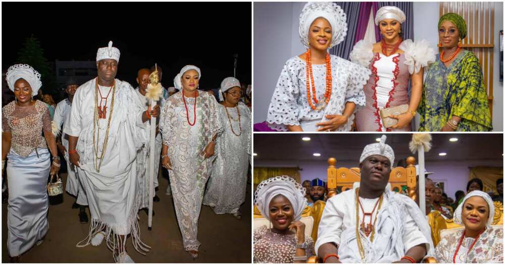 Ooni of Ife with wives on International Women's Day.