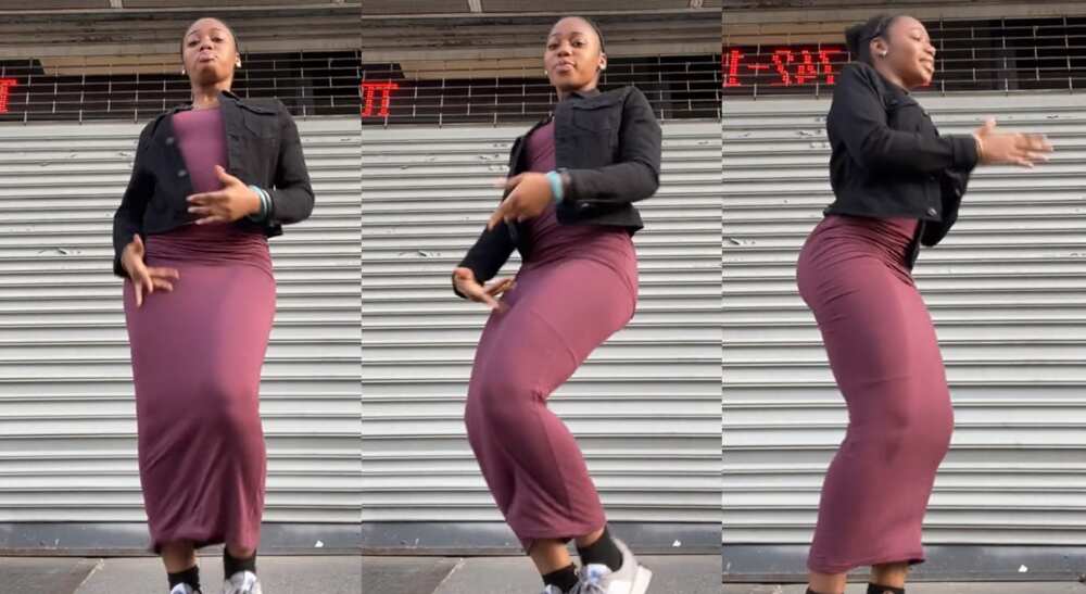 Photos of a curvy lady posing for dance.