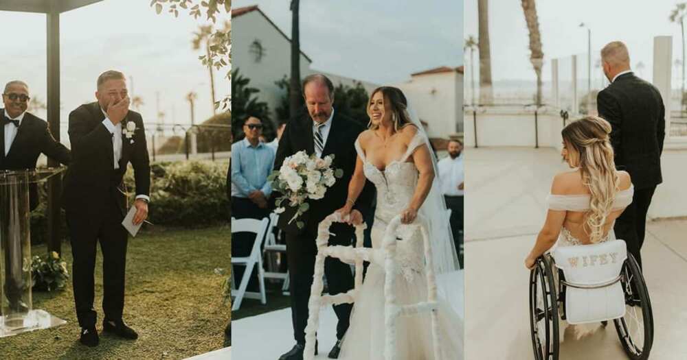 Paralysed bride Chelsie Hill walked down the aisle on her wedding day