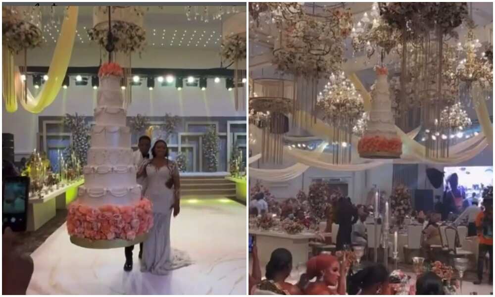 A couple was able to thrill the guests at their wedding when they cut a cake that stood on nothing.