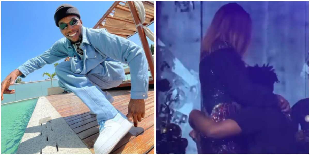 Singer Victor AD goes emotional, brings mum on stage, kneels and prostrates for her during concert in Warri