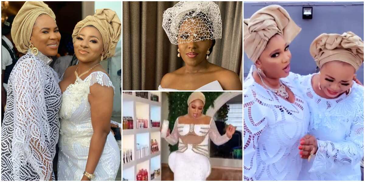 Faithia Williams, Mide Martins, others who stormed actress Biola Adebayo's wedding in white lace, stylish gele