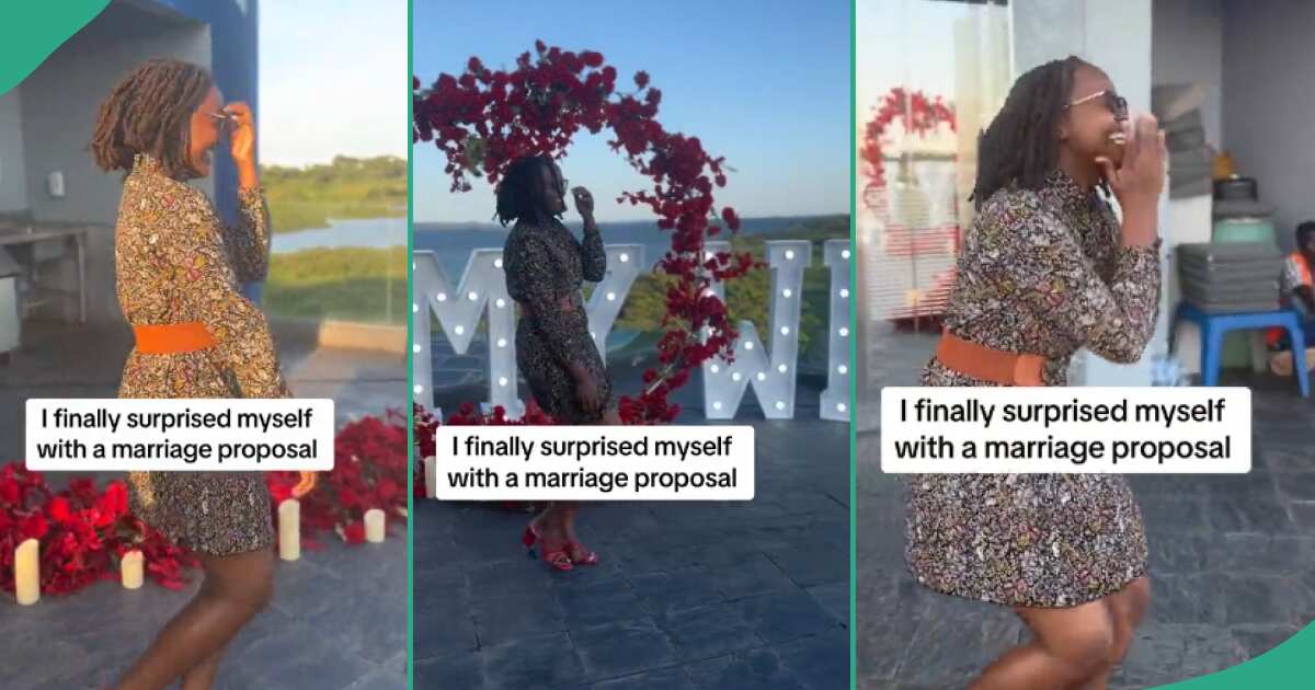 Lady with no boyfriend does her own marriage proposal, her video shocks people