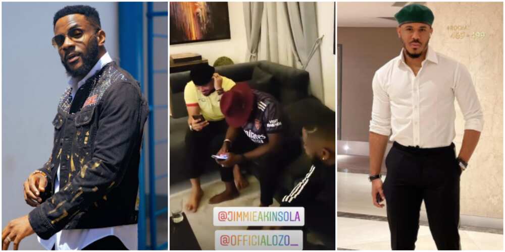 Ebuka and Ozo watch match together