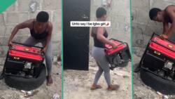 "If my girlfriend do it, I will breakup with her": Lady named VeryDarkGirl lifts generator like man