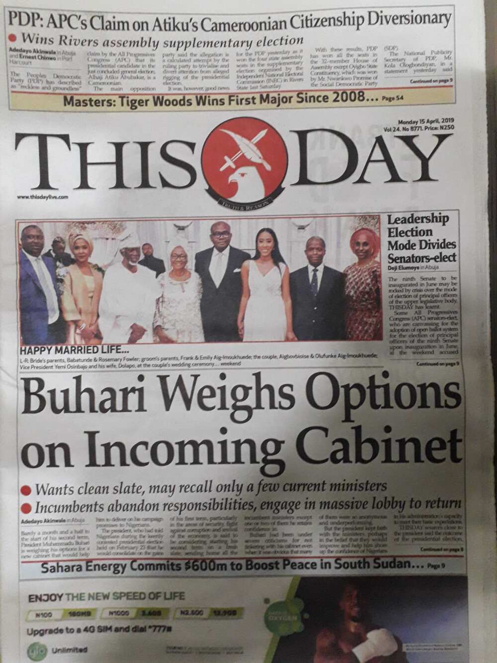 Nigerian newspaper review for April 15: APC clears Lawan, others to consult PDP colleagues