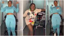 "Still figure 8 after 4 cuties:" Mercy Johnson shows off body in 2 piece as she jumps on treadmill challenge