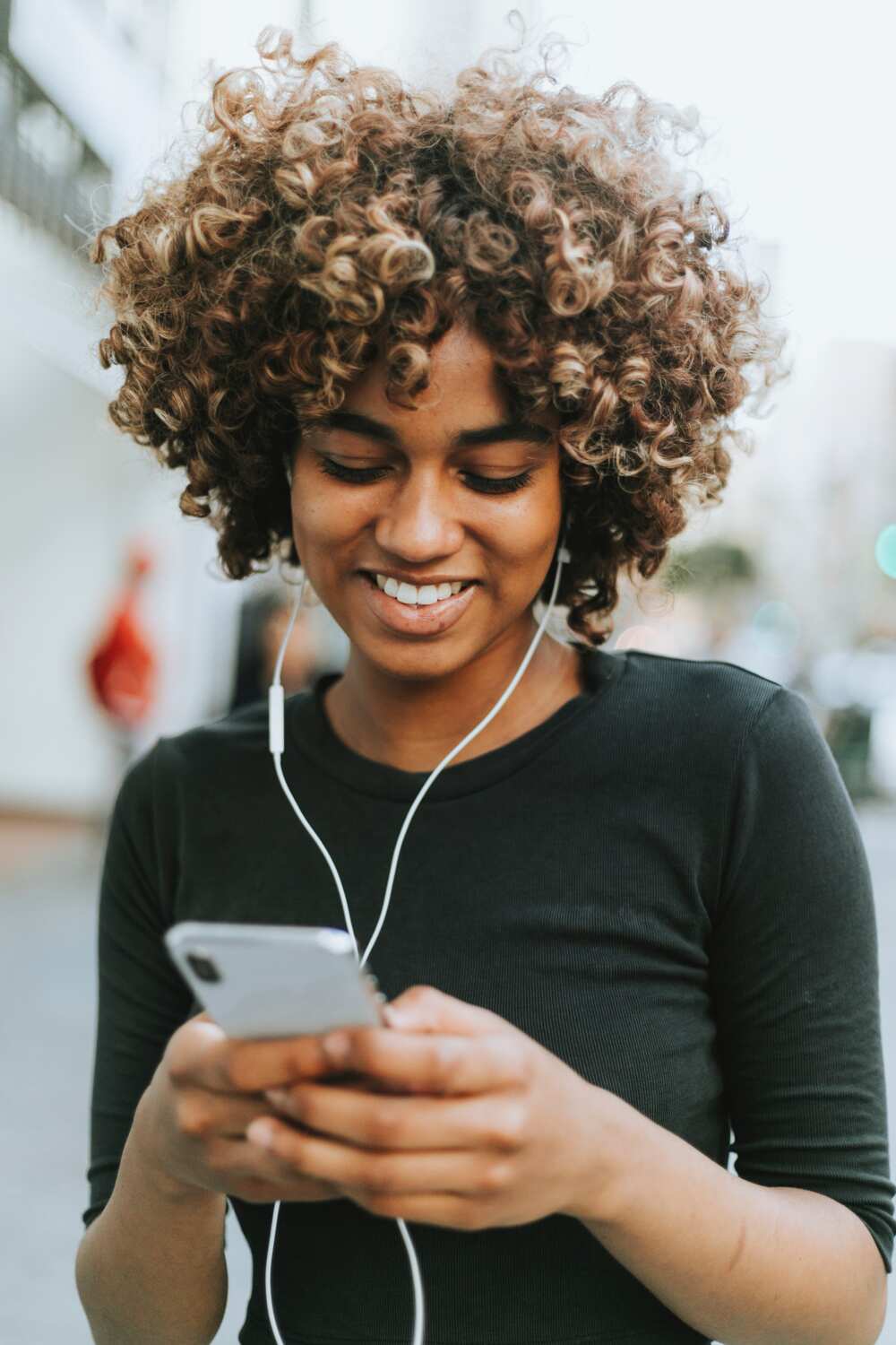 Woman reading friendship message