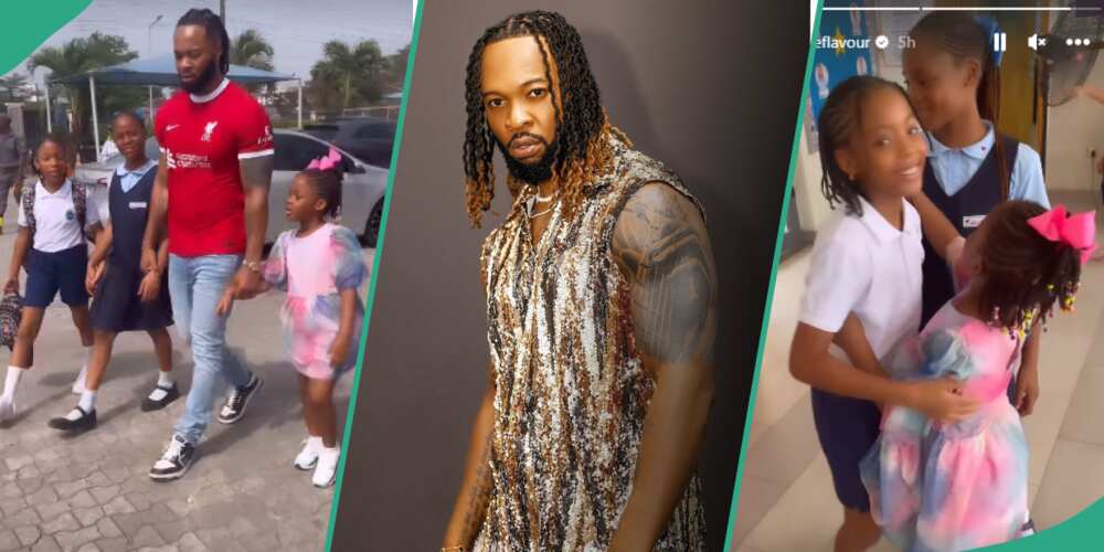 Video of Flavour picking up his daughters from school trends