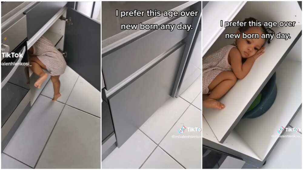 Taking care of kids/Baby hid herself inside cabinet. Taking care of kids/Baby hid herself inside cabinet.