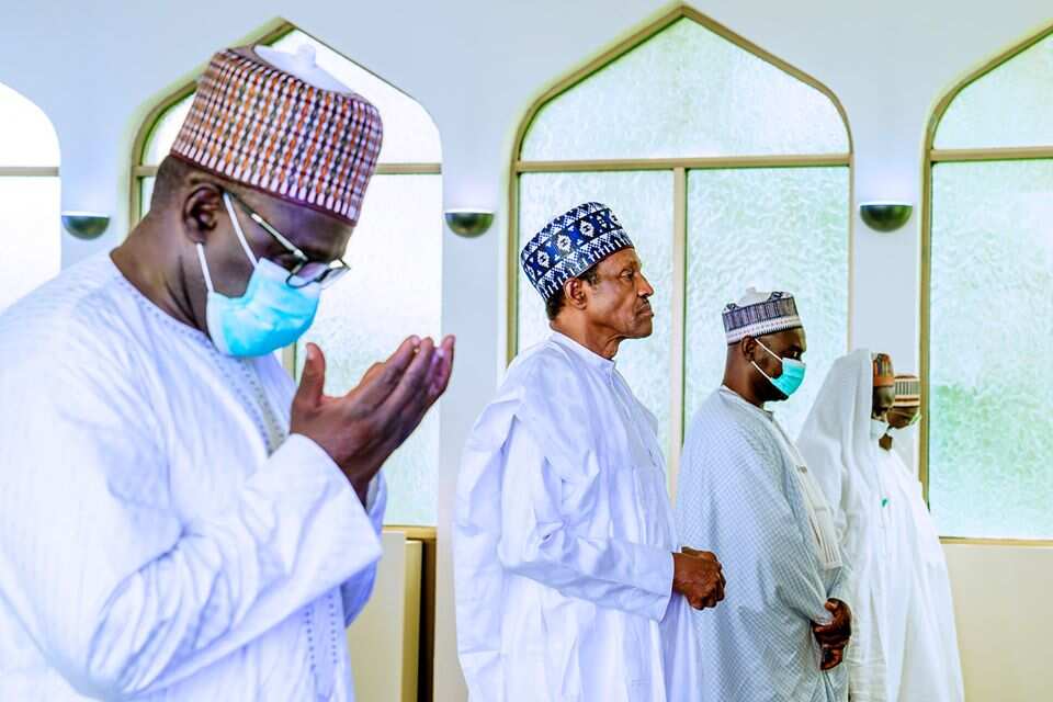 JUST IN: Buhari attends congregational prayer at Villa mosque