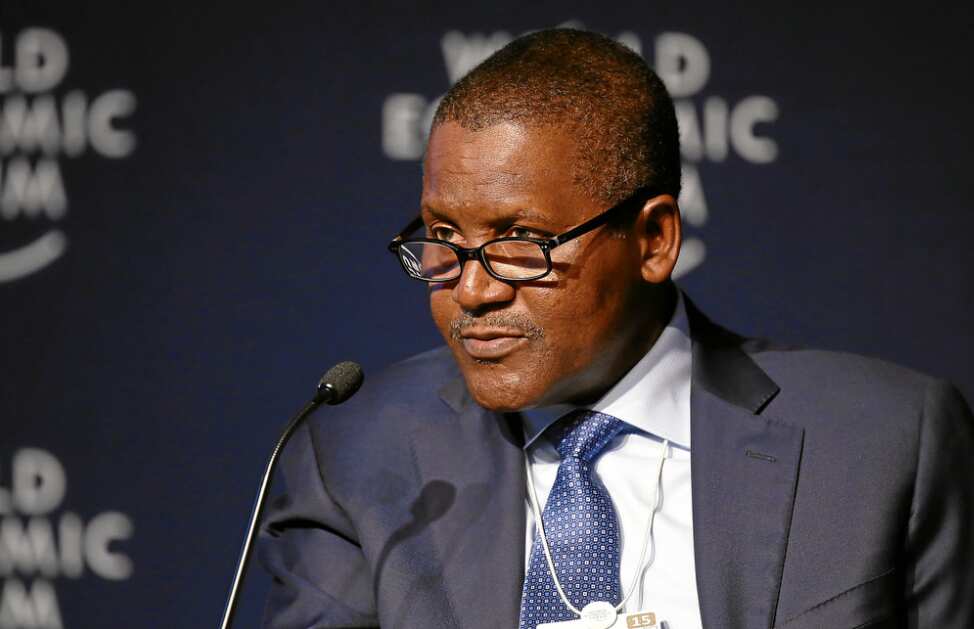 Aliko Dangote speaks during a session on the opening day of the World Economic Forum (WEF)