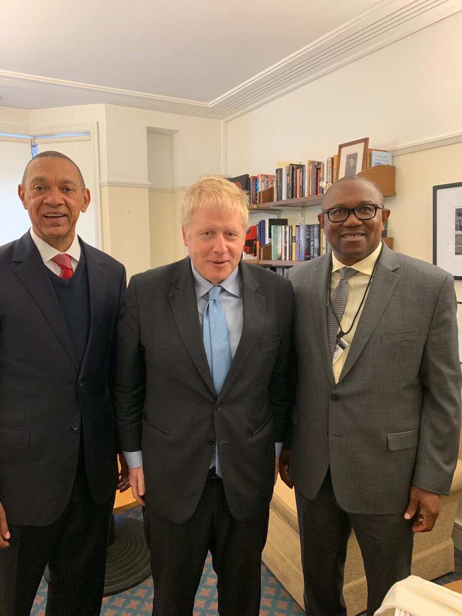Peter Obi and Ben Bruce met with former UK foreign Secretary Boris Johnson. Photo Credit: Ben Bruce