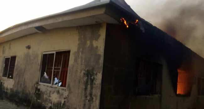 Breaking: 6 days to election, INEC office in Plateau engulfed by fire, voting material destroyed (photos)