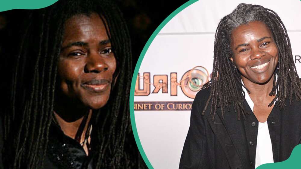 Tracy Chapman performs at the AmFAR Gala (L). She attends Cirque du Soleil "Kurios" - Opening Night (R)