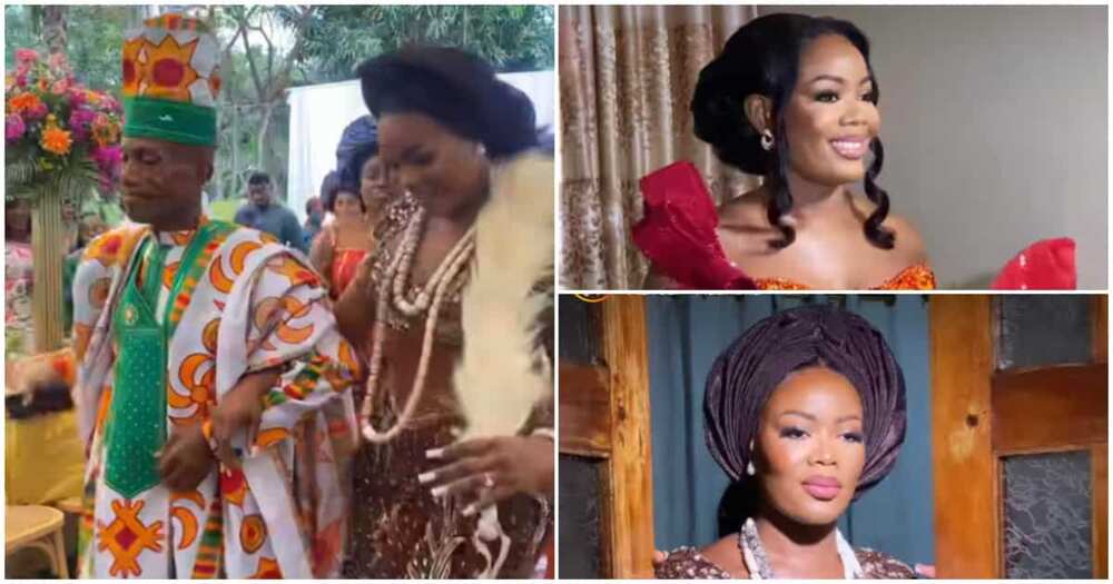 Ghanaian Groom Marries A Beautiful Nigerian Bride Rocking Aseobi And Angelic Corseted Kente Gowns Ghanaian Groom Marries A Beautiful Nigerian Bride Rocking Aseobi And Angelic Corseted Kente Gowns