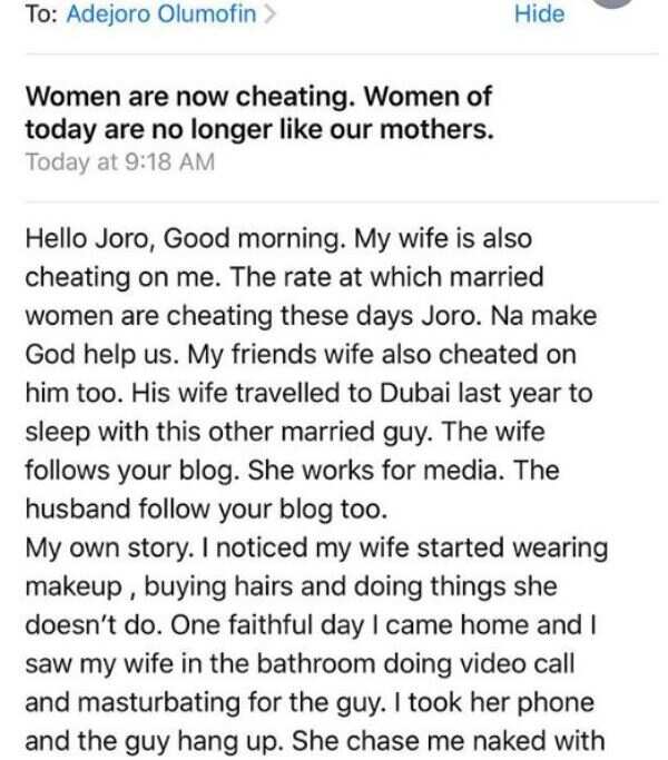 My wife is sleeping with another man - Nigerian man cries out on social media (screenshot)