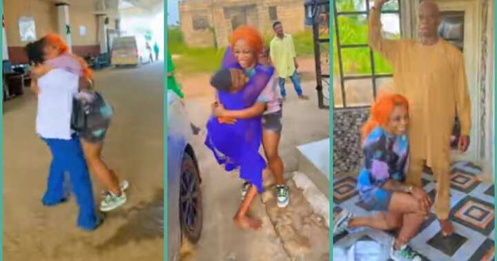 Nigerian lady emotional as she reunites with parents at home after 8 years