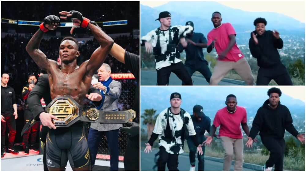 Israel Adesanya danced with three other men.