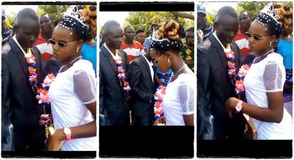 Photos of a bride and her groom during their wedding.