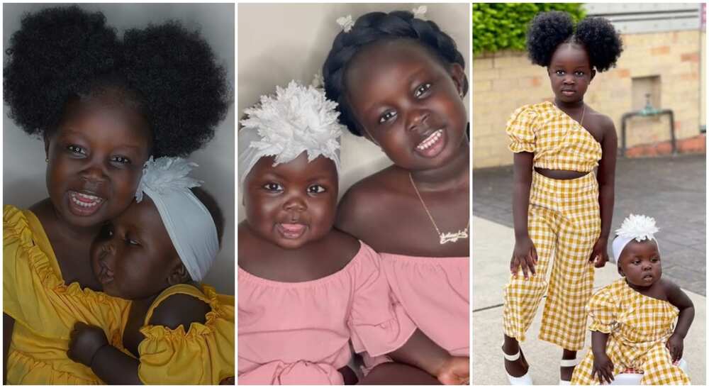 Photos of two beautiful babies with shiny black skin.
