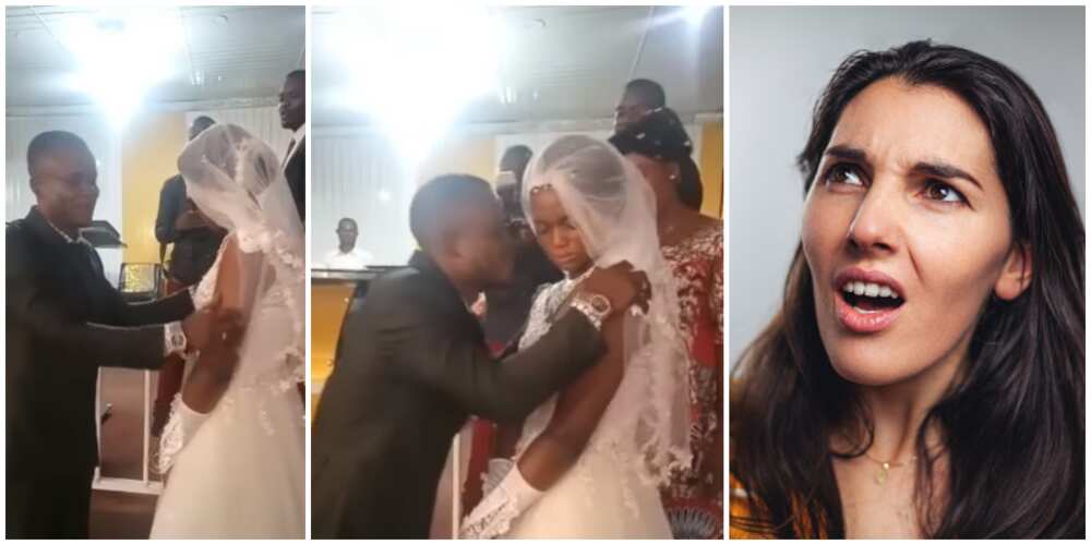 Mixed reactions trail video of unhappy bride refusing to kiss groom at their wedding