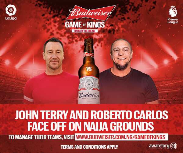 John Terry, Roberto Carlos to Storm Lagos for Budweiser Game of Kings Match