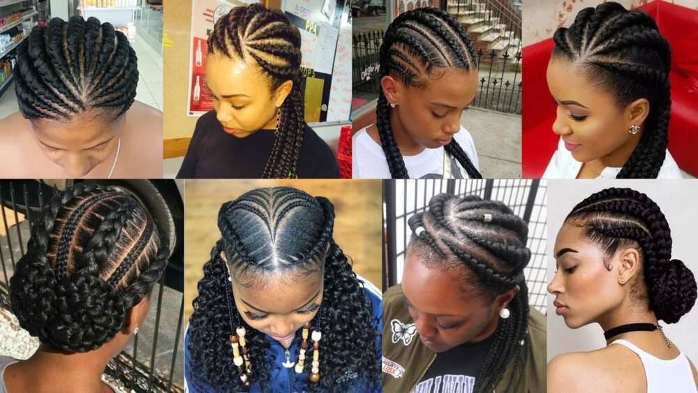 two braids on each side with weave