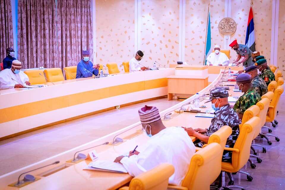 President Buhari Reconvenes High-Powered Security Meeting at Presidential Villa