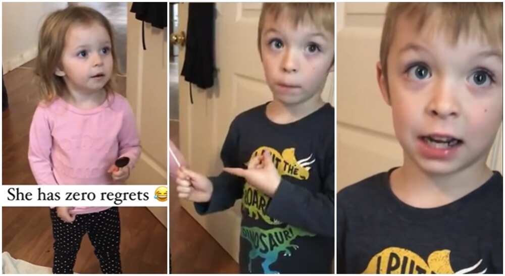 Kid snitches wrongly, reports kid sister to mum for using the F world. Kid snitches wrongly, reports kid sister to mum for using the F world.