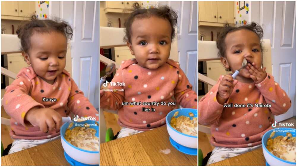Smart baby eating/kid displayed intelligence.