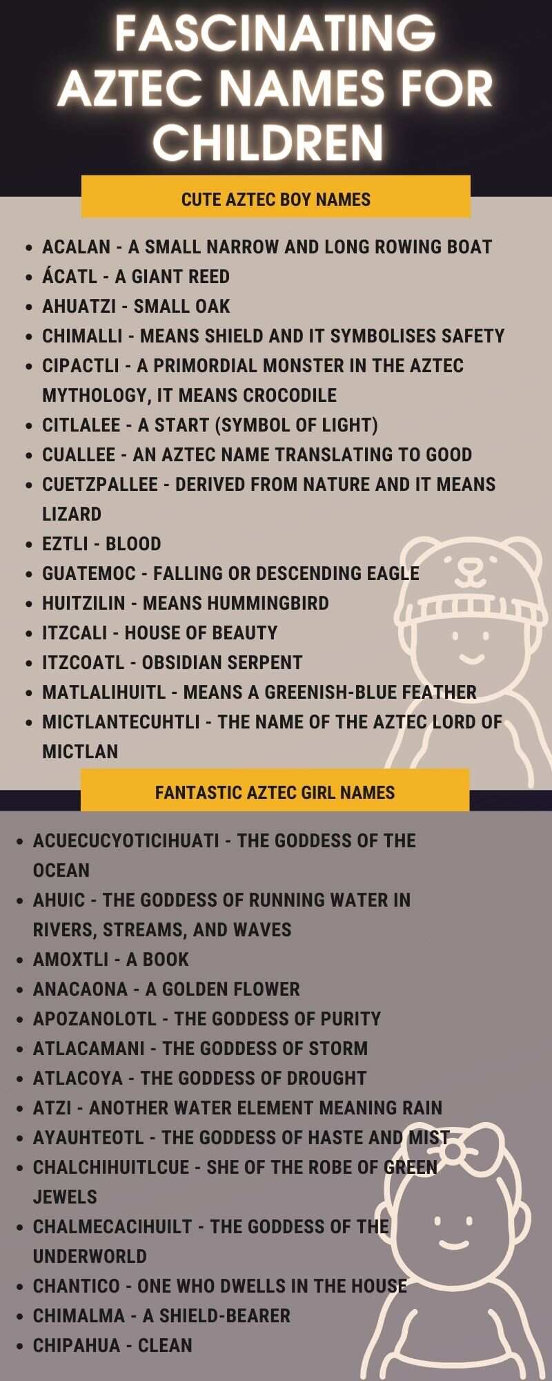 Fascinating Aztec names for children