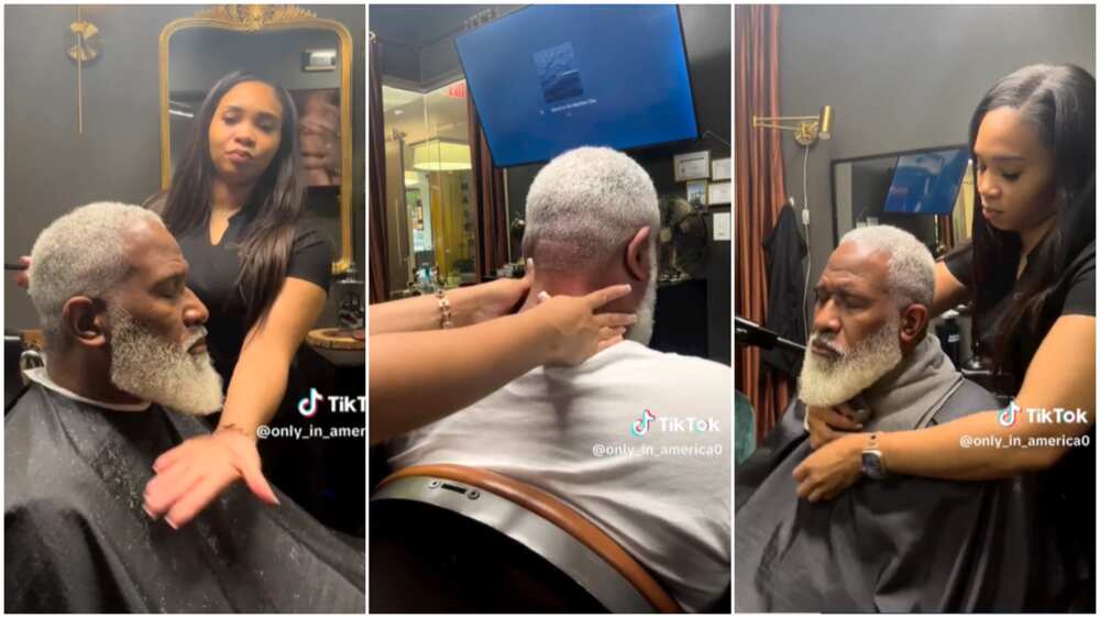 Man got cool haircut/Lady massaged customer.