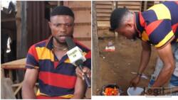 Courageous Nigerian entrepreneur resigns his job, starts to fry akara by roadside, video captures him doing it