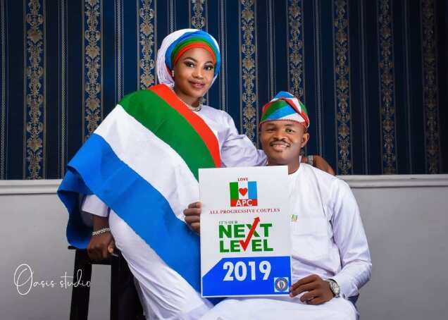 Beautiful APC themed pre-wedding photos of cute Nigerian couple