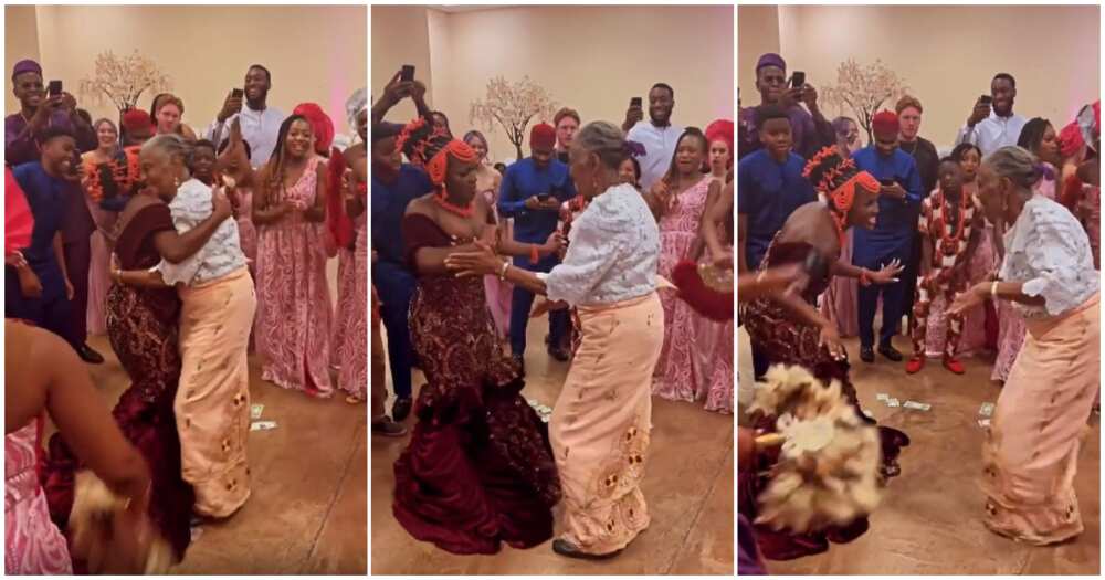 Cute wedding moments, viral wedding moments, Oyinbo lady dancing at wedding, plus-size man dancing at wedding, grandma dancing at wedding