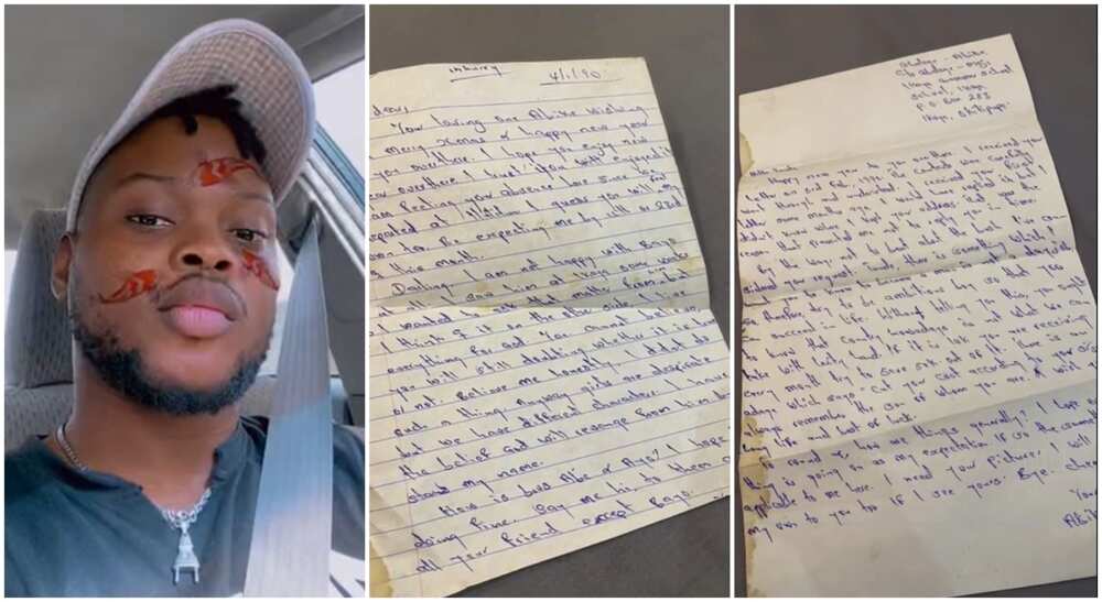Photos of old love letters written by a Nigerian mum to her would-be husband, Tunde in 1990.