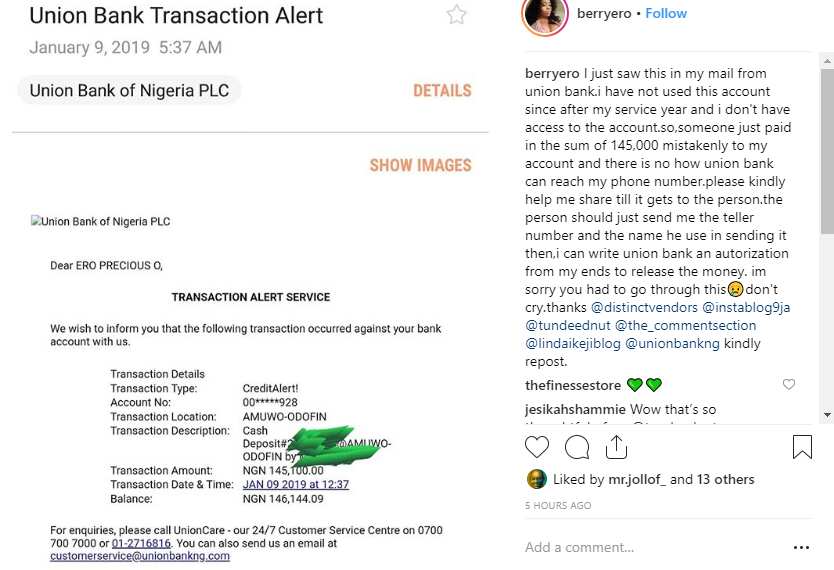 US-based Nigerian lady searches for person who mistakenly credited her account with N145k