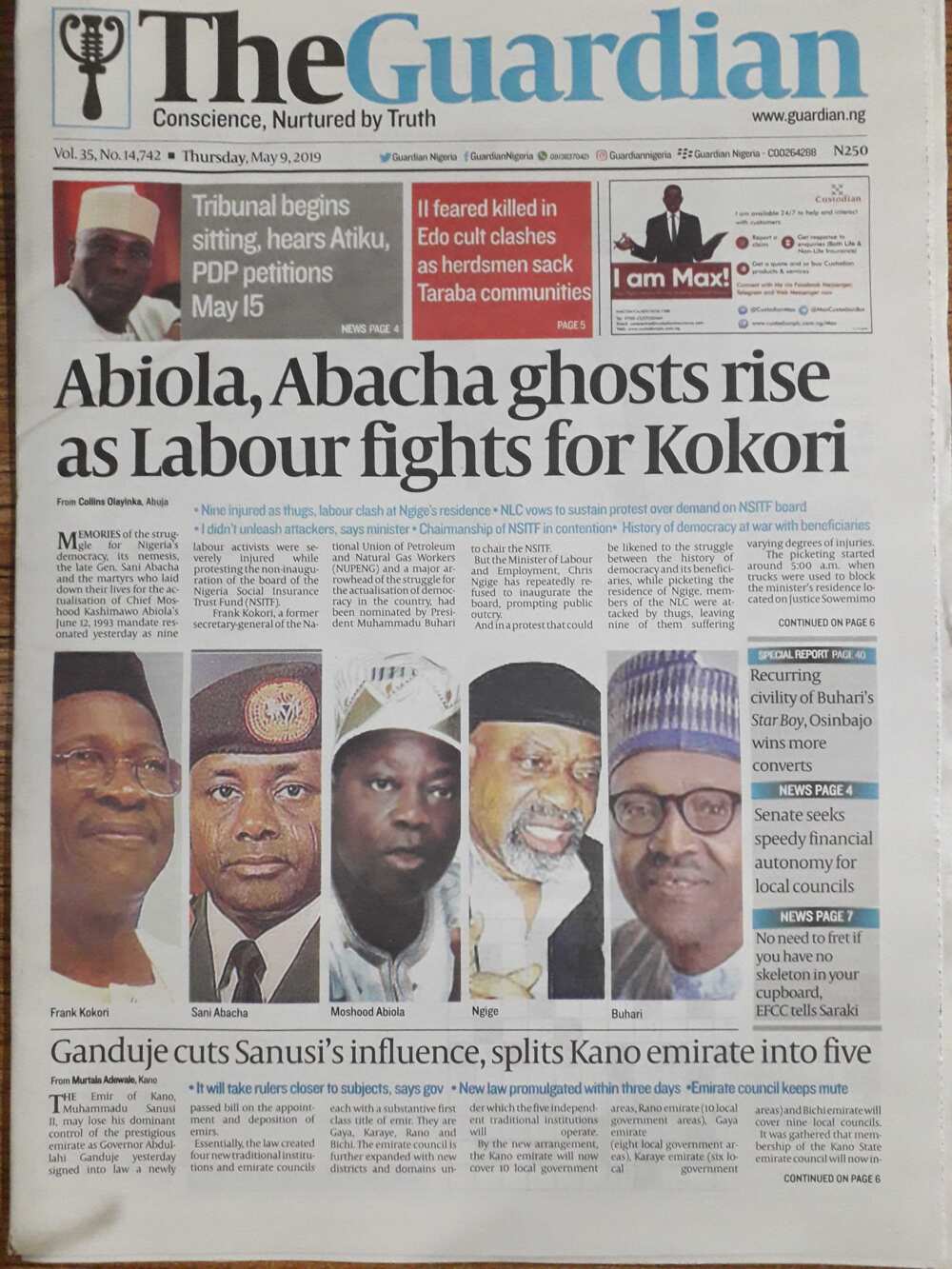 The Guardian newspaper of May 9