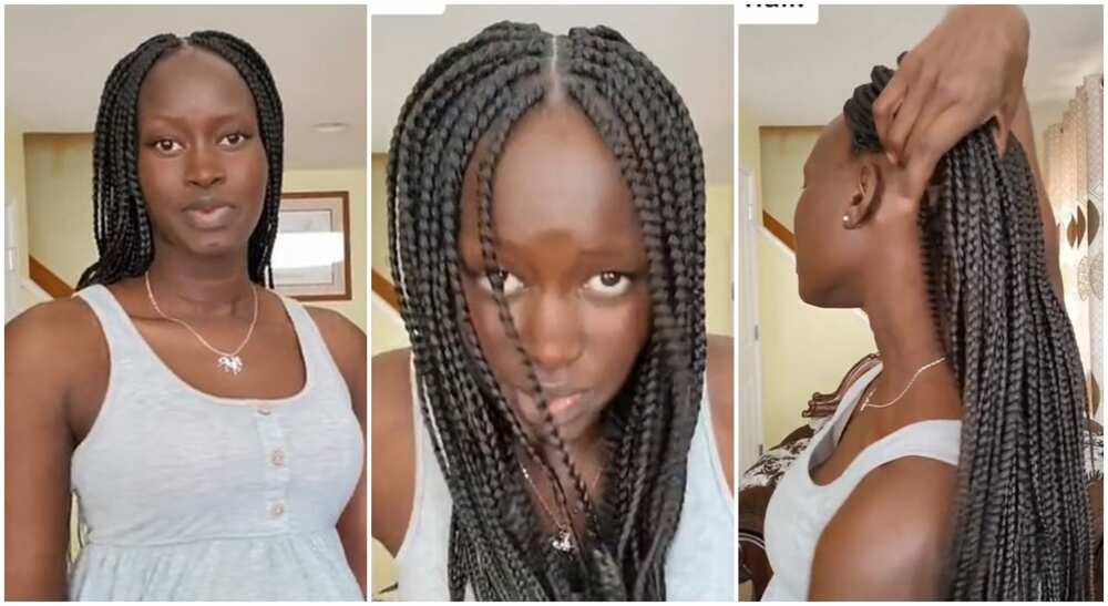 Chuchu, a Kenyan lady stirs reactions with the braids she made in USA for N99,000.