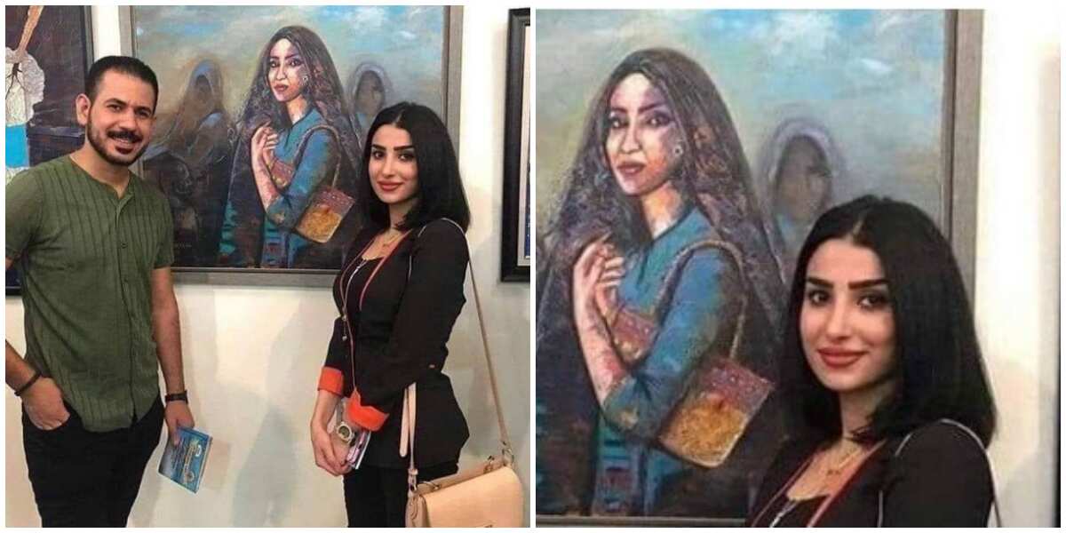 Mysterious: Man marries woman that looked exactly like painting he had made, their resemblance surprises many