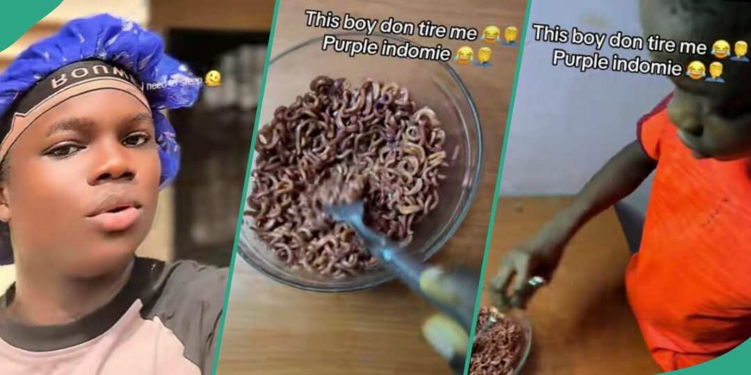 Watch hilarious video as Nigerian man displays funny-looking noodles his brother prepared for him