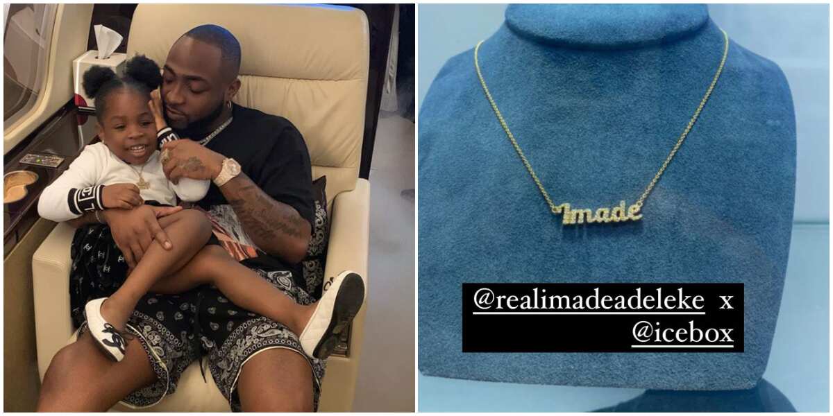 Davido goes all out for daughter Imade, buys customised pendant worth millions for her