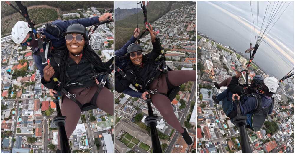 Chizzy Alichi, skydiving in South Africa