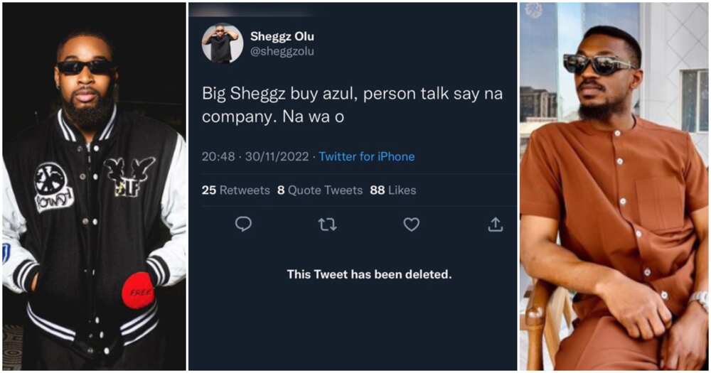BBNaija star Sheggz reacts as Adekunle claims they live fake lives.