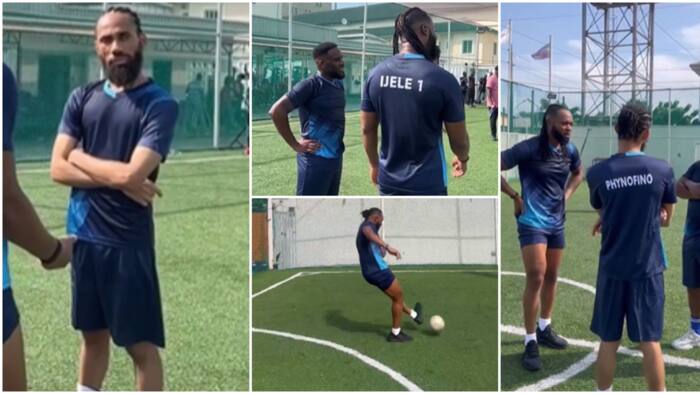 "3 Igbo kings balling": Funny clips of Flavour, Phyno, and Jay Jay Okocha playing football together trends