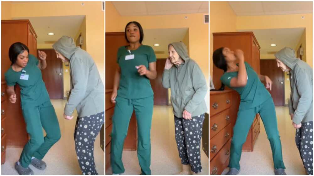 Lady and woman/Nurse in uniform danced.