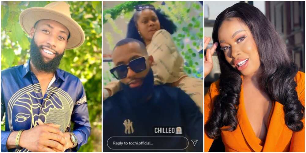 Ex-BBNaija stars Princess and Tochi spark dating rumours (videos)