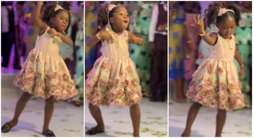 Photos of a little girl dancing accurately.